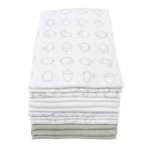 MuslinZ 12 Pack Muslin Squares Patterned Cotton