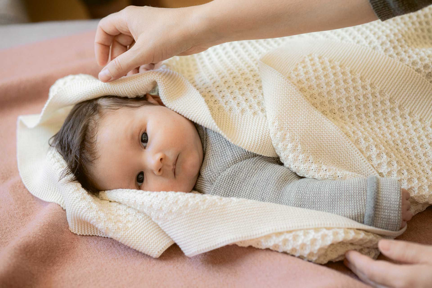 Disana Organic Merino Knitted Baby Blanket - Honeycomb