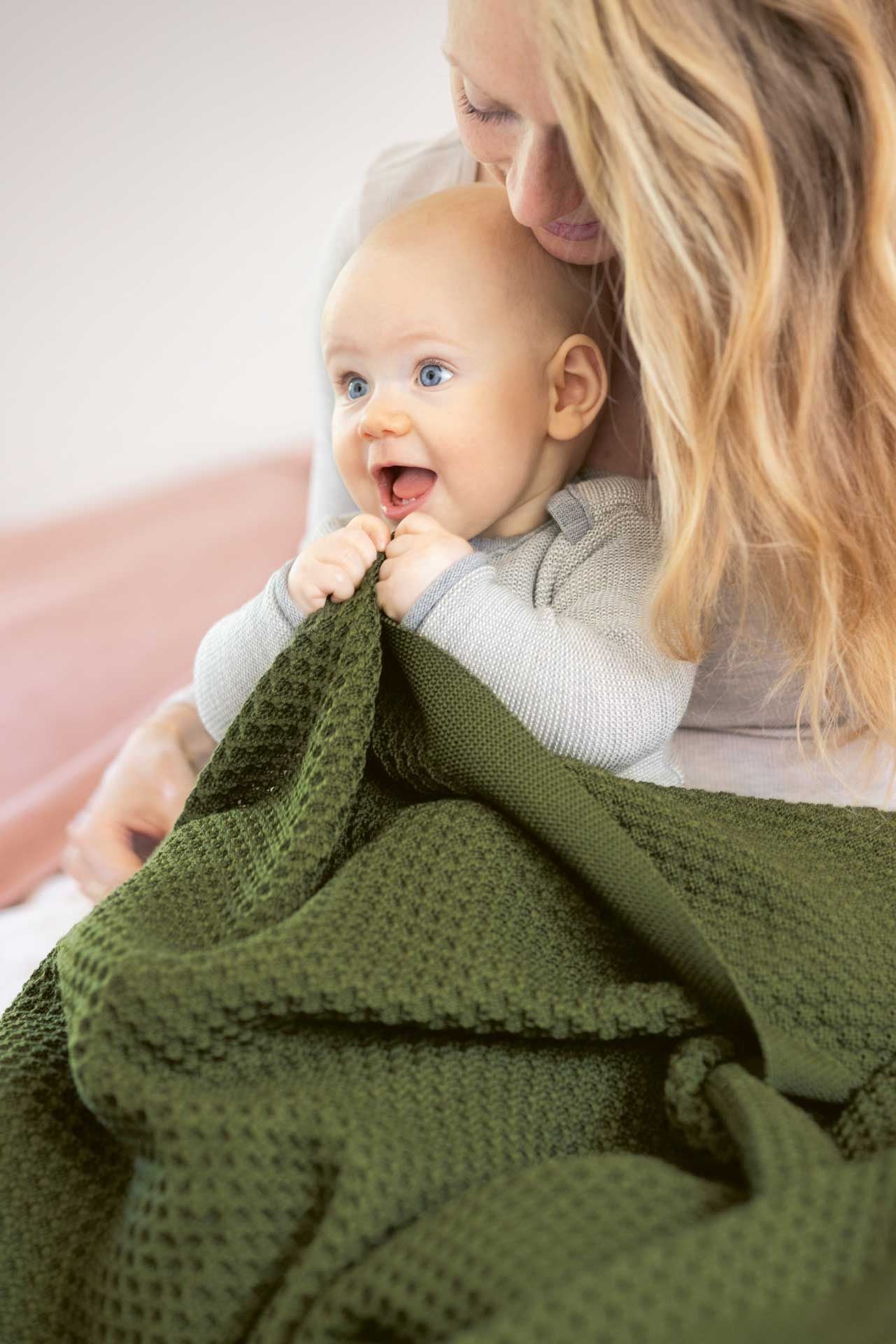 Disana Organic Merino Knitted Baby Blanket - Honeycomb